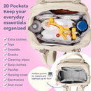 RUVALINO Diaper Bag Backpack-Multifunction Baby Travel Bag with Changing pad, Insulated Bottle Holders & Pacifier Case, Large Capacity, Waterproof, Beige by TinyTreasures Baby Boutique