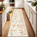 Floral 2x6 Area Rug Machine Washable Soft Print Boho Carpet Non Slip Doormat Low Pile Flower Area Rugs for Living Room Bedroom Nursery Kitchen Dining Room Indoor-Beige/White/Orange by TinyTreasures Baby Boutique