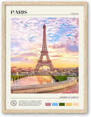 HesenDot Natural OAK Wood Framed Paris City Wall Art,12x16in Iconic Scenery Canvas Wall Print Posters,Classic Urban Landmark Wall Decor for Living Room,Bedroom,Office Gallery Set of 1 by CozyNest Decor