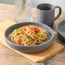 Pasta Bowls 26 OZ,Ceramic Salad Serving Bowls Set of 4,Large 8.2 inch Shallow Bowls Plates for Soup,Fruit,Noodle,Dinner,Dishwasher & Microwave Safe,Gray by CozyNest Decor
