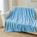 NEWCOSPLAY Faux Fur Throw Blanket Blue Bubble Blanket Thick Warm Soft for Couch Sofa Bed 550GSM (Blue, Throw(50"x60")) by CozyNest Decor