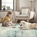 5x7 Area Rugs for Lliving Room Bedroom, Abstract Washable Rugs with Non-Slip Backing, Stain Resistant Thin Carpet for Dorm Dining Room Table Nursery Indoor Home Office-Blue/Gray by TinyTreasures Baby Boutique