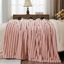 NEWCOSPLAY Faux Fur Twin Blanket Pink 3D Ribbed Plush Thick Warm Blanket for Couch Sofa Bed 850GSM (Pink Ribbed, Twin(60"x80")) by CozyNest Decor