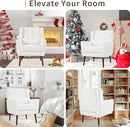 Accent Chair Set of 2, Upholstered Armchair with Pillow, Teddy Single Sofa with Lounge Seat and Wood Legs for Living Room Small Spaces by CozyNest Decor
