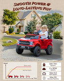 24V 2 Seater Ride on Toys for Kids, Licensed Ford F-150 Raptor Kids Electric Vehicles w/Remote Control, Power Pedal and Durable Wheels, LED Lights, Bluetooth, Truck Bed Storage (Red) by TinyTreasures Baby Boutique