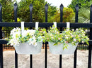 10" Hanging Flower Pots, Pack of 2 White Metal Outdoor Patio Balcony Planter, Railing Planters Fence Pot with Detachable Hook & Drainage Hole for Small Plants (White, 2Pcs) by CozyNest Decor