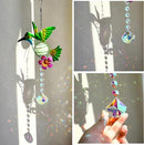 Stained Metal Hummingbird Suncatcher, Window Crystal Prisms Sun Catcher Hanging Ornament Rainbow Maker Bird Garden Wall Art Fence Decorations by GreenHaven Gardens
