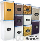 VERONES Large Tall Airtight Food Storage Containers, 10 PACK Plastic Airtight Kitchen & Pantry Organization, Ideal for Flour & Sugar Plastic Canisters with Labels by CozyNest Decor