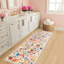 Runner Rug for Entryway: 2.6x8 Kitchen Rugs Non Slip Washable Ultra-Thin Soft Floral Carpet Indoor Floor Stain Resistant Carpets for Hallway Bedroom Kitchen Laundry Bathroom Dorm Beige by TinyTreasures Baby Boutique