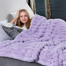 Cozy Bliss Faux Fur Throw Blanket for Couch, Cozy Warm Plush Striped Blanket for Sofa Bedroom Living Room, 60 * 80 Inches Lavender Purple by CozyNest Decor