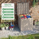 DRATO 50 Gallon Deck Box, Outdoor Storage Box for Patio Cushion, Sports Equipment, Garden Tools, Waterproof Patio Storage box, Lockable (Light Brown) by CozyNest Decor