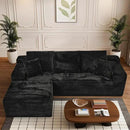 Modular Sectional Sofa Cloud Sectional Couch, 107" Comfy Fluffy L Shaped Light Black Couches for Living Room, Deep Seat Memory Foam Corduroy Boneless Couch Sectionals with Right Facing Chaise Sofa by CozyNest Decor