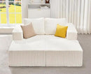 Hobestluk Modular Sectional Sofa Memory Foam Couch Sofa Bed Loveseat with Chaises Cloud Couch with Removable Cover Large Sectional Couches for Living Room (Strip White, Sofa Bed) by CozyNest Decor