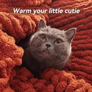 Chunky Knit Throw Blanket, 30''*40'' Fall Throw Blanket Knitted Chenille Yarn for Bed Couch, Handmade Orange Crochet Big Thick Blanket, Machine Washable Cute Comfy Blankets for Home Decor by CozyNest Decor
