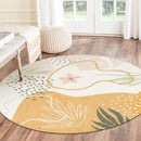 Lahome Boho Washable Round Rugs - 5ft Round Rug Non-Slip Soft Round Rugs for Living Room Throw Ultra-Thin Circle Area Rugs for Dining Room, Botanical Print Round Carpet for Nursery Classroom Office by TinyTreasures Baby Boutique