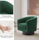 Swivel Barrel Accent Chair, Modern Round Corduroy Fabric Arm Chair for Living Room, Bedroom, Comfy Club Reading Chairs for Adults (Corduroy Dark Green, Set of 4) by CozyNest Decor