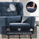 Modern Accent Chair, Upholstered Armchair with Pillow, Fabric Single Sofa Chair with Lounge Seat and Wood Legs Accent Chair for Living Room Bedroom Small Spaces (Dark Blue) by CozyNest Decor