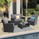 4 Piece Outdoor Patio Furniture Set,Wicker Conversation Sets Outdoor Sectional Patio Sofa Couch with Cushions & Coffee Table for Outside, Garden, Balcony, Porch,Black/Grey by GreenHaven Gardens