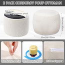 2 Pack Round Inflatable Pouf Ottoman Foot Rest for Couch 20 x 16 Inch Cozy Portable Floor Corduroy Poufs Foot Stool Ottoman with Pump for Living Room Bedroom Chair, Beige by CozyNest Decor
