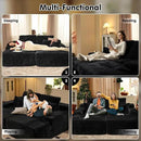 ovios 81" Oversized Sectional Double Lounge Chaise with Cloud Plush Sofa Bed, No Assembly Required, Fluffy Modern Sleeper Loveseat Chair for Indoor Living Room Bedroom Reading, Black (Plush Fabric) by CozyNest Decor