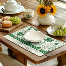 Green Shamrock St Patricks Day Placemats Set of 4 Lucky Clover Plaid Check Table Mat 12x18 Inch St. Patrick's Day Seasonal Holiday Place Mats Spring Linen Placemat for Party Kitchen Dining Decor by CozyNest Decor