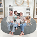 7FT Bean Bag Chair, Large Bean Bag Chairs with Memory Foam Filled, Fluffy Beanbag Sofa with Dutch Velvet Cover, Round BeanBag Chairs for Living Room, Playroom - Light Grey by TinyTreasures Baby Boutique