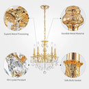French K9 Crystal Maria Theresa Chandeliers, Luxury Vintage Pendant Light Fixture for Dining Room, Living Room, D17.7*H25~72 inch (Adjustable), Clear Crystal & Brass Finish Frame by CozyNest Decor