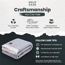 Gold Case Throw Blanket for Bed – 100% Recycled Turkish Cotton Bed Blanket – Decorative Throw Cotton Blankets for Living Room & Bedroom – Retro Grey Woven Queen Blankets – 90x90 by CozyNest Decor