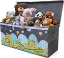 Extra Large Toy Storage Organizer with Lid - Sturdy, Collapsible Toy Chest Storage Box with Cute Design - Toys Bin with Dividers for Kids, Boys, Girls, Nursery, Bedroom, Play room 37"x16"x14" by CozyNest Decor