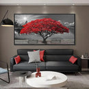 Framed Black and White Red Tree Wall Art Canvas Print Picture Large Red Tree Landscape Modern Artwork for Living Room Bedroom Office Home Wall Decor With 24X48inch by CozyNest Decor