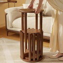 Stackable Stools Set of 4, Wooden Stools 18 Inch Stool Nesting Side Tables Nesting Coffee Table Sturdy and Durable, No Installation Required,Top Stackable Round Stool for Saving space(Walnut Barstool) by CozyNest Decor