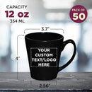 DISCOUNT PROMOS Custom Glossy Ceramic Latte Coffee Mug 12 oz. Set of 50, Personalized Bulk Pack - Perfect for Tea, Espresso, Cappuccino, Hot Cocoa - Black by CozyNest Decor