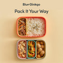 BLUE GINKGO Silicone Lunch Box Set – Durable Heavy-Duty Silicone Bento Box, Microwave, Freezer, Dishwasher Safe – Airtight, BPA Free (Made in Korea, Coral) by TinyTreasures Baby Boutique