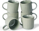 famiware Coffee Mug Set for 6, Star 12 oz Catering Mugs Cup Set with Handle for Coffee, Tea, Cocoa, Milk - Ceramic Stoneware Drinkware Set, Matte Green by CozyNest Decor