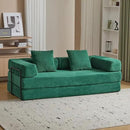Convertible Sleeper Sofa Bed, Compression Folding Sofa with Pillow, No Assembly Required, Shape Frame, Floor Sofas Lounge Couch for Living Room, Bedroom, Small Spaces(Corduroy, 77''W, Dark Green) by CozyNest Decor