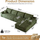 136" Sectional Couches for Living Room Modern Modular Sofa with L-Shape Couchs Upholstered Boneless Couch Deep Seat Sectional Couch with Chaise (Green, Right Facing Chaise+3Seaters) by CozyNest Decor