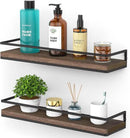 Meangood Floating Shelves Wall Mounted Set of 2, Rustic Wood Wall Storage Shelves for Bedroom,Living Room,Bathroom, Kitchen Brown by CozyNest Decor
