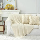Longhui bedding Chunky Cable Knit Throw Blanket Lightweight Cream 100% Organic Cotton Blanket for Sofa Couch Bed Baby Nursery, Rustic Shabby Chic Modern Farmhouse, 60” x 80” Give Laundering Bag by CozyNest Decor