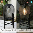 Solar Mesh Lantern Outdoor – 13.8" Tall Black Metal Patio Light with Edison Glass Bulb, Solar Powered Warm Glow LED, Waterproof IP65 for Garden, Porch, Deck, Tabletop Decor by CozyNest Decor