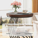 Tribesigns Round End Side Table: Side Table with 2 Tiers Storage Shelves, Vintage End Table for Living Room, Small Bedside Table Accent Table with Arc-Shaped Frame, Rustic Brown by CozyNest Decor