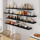 55 Inch Floating Shelves Black, Rustic Wood Floating Shelf Wall Mounted, 9 Inch Deep Floating Shelf for Kitchen, Bedroom, 55 x 9 Wall Shelves for Home Storage, Set of 1 by CozyNest Decor