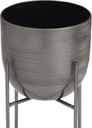 Deco 79 Metal Indoor Outdoor Planter Small Planter Pot with Removable Stand, Set of 2 Planters 12", 9"H, Gray by GreenHaven Gardens