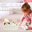 Small Woven Storage Baskets 12“X8”X5“ Decorative Rope Bins for Organizing Shelves, Closets, and Toys, Empty Gift Baskets, Cute Organizer Basket for Home and Office (white, regular) by CozyNest Decor