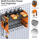 CCCEI Modular Power Tool Organizer Wall Mount with Charging Station. Garage 4 Drill Storage Shelf with Hooks, Drill Bit Heavy Duty Rack, Orange Tool Battery Holder Built in 8 Outlet Power Strip. by GreenHaven Gardens