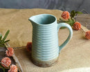 Quoowiit Ceramic Rustic Vase with Handle, Green Distressed Decorative Farmhouse Pitcher Vase for Home Decor Living Room Bedroom Kitchen Office Shelf Decor Centerpiece Table Decoration by GreenHaven Gardens