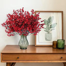 Sggvecsy 15 Pcs Babys Breath Artificial Flowers Gypsophila Bouquets Bulk Real Touch Fake Silk Flowers for Home Wedding DIY Floral Arrangement Kitchen Christmas Centerpiece Festival Decoration (Red) by CozyNest Decor