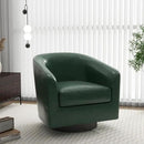 Swivel Barrel Accent Chair, Modern Round Faux Leather Arm Chair for Living Room, Bedroom, Comfy Club Reading Chairs for Adults(Faux Leather, Green, Set of 1) by CozyNest Decor
