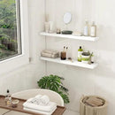 Fun Memories 32Inch Floating Shelves for Wall 2 Pack Wood Shelves for Kitchen, Bathroom, Bedroom Wall Mounted Rustic Wood Floating Shelf with Invisible Brackets for Books, Storage, Decor, White