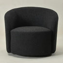 KINWELL 34" Boucle Swivel Barrel Chair with 18" Round Ottoman Set, Fully Assembled Set of Sherpa Accent Chair and Footrest, Modern Comfy Armchair and Footstool for Living Room and Bedroom, Black by CozyNest Decor