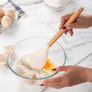 Country Kitchen Non Stick Silicone Utensil Set with Rounded Wood Handles for Cooking and Baking, 14 Piece Set, Khaki by CozyNest Decor